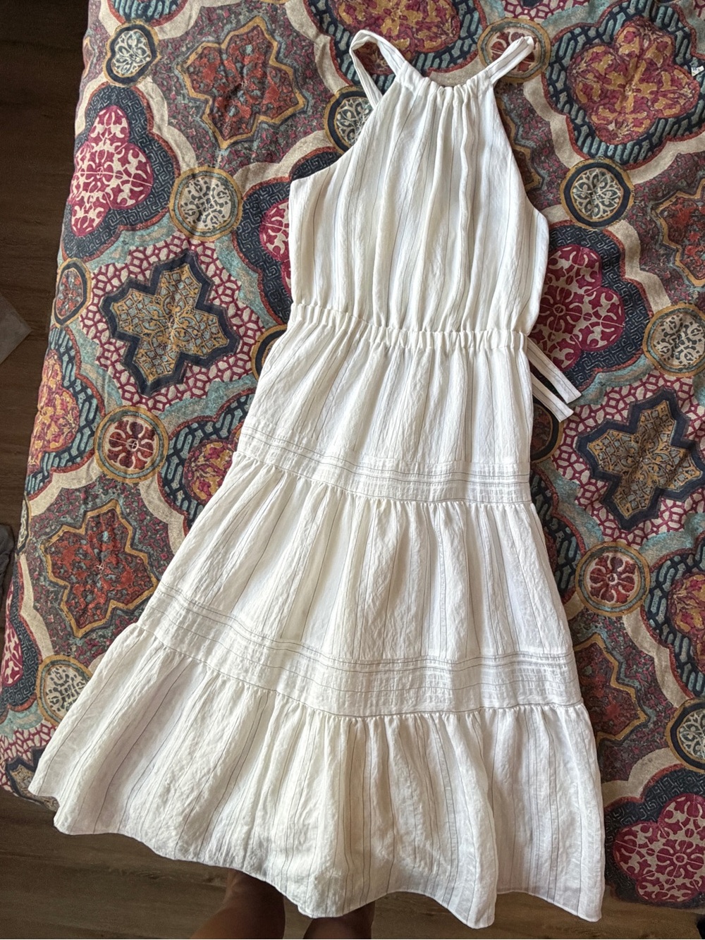 NWOT Rebecca Taylor Midi White Linen Dress Open Back Size 4